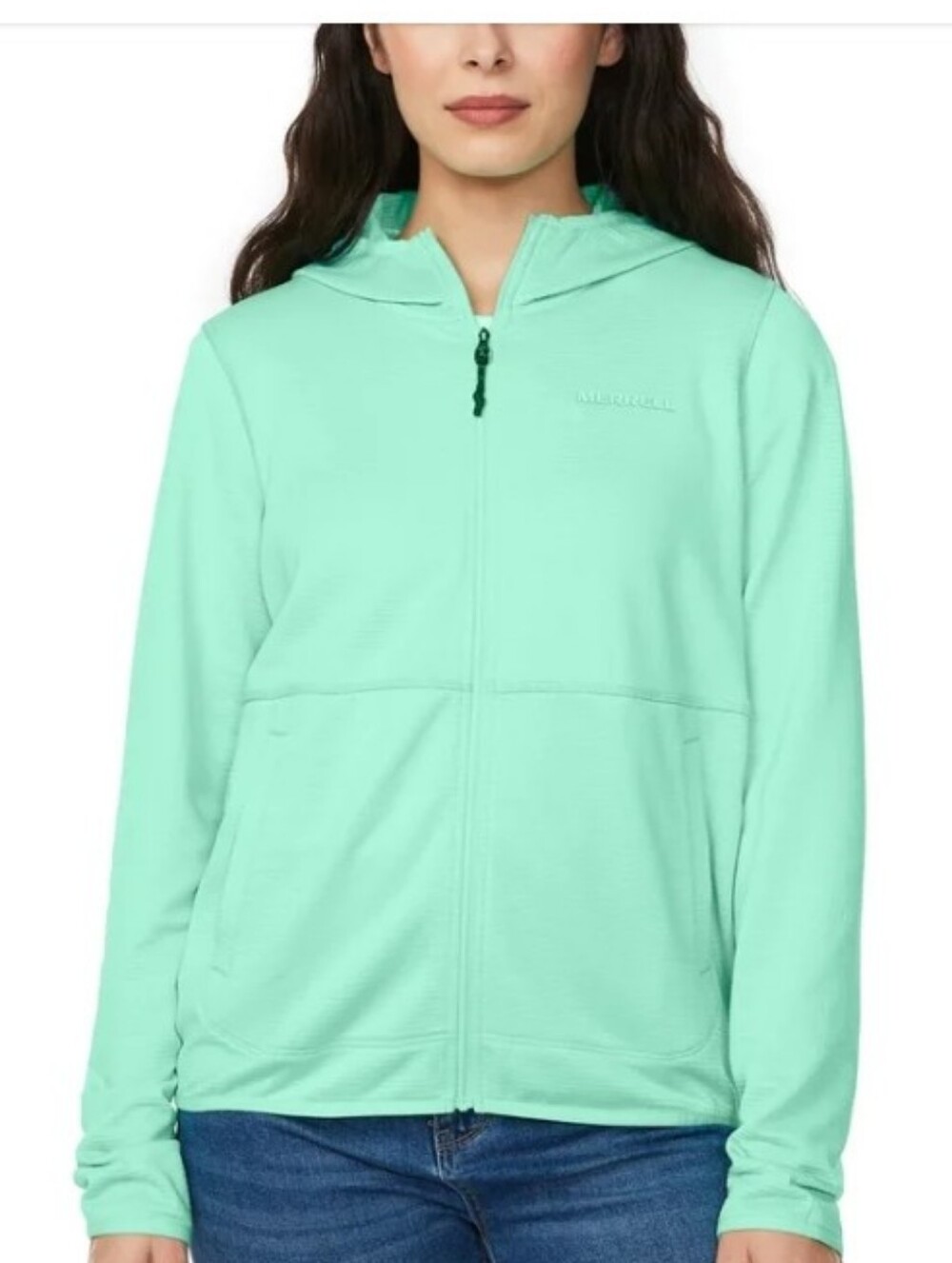Women’s Zip-Up Hoodie Jacket - Mint Green
